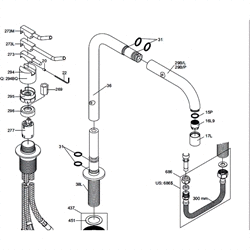 Reservedele for Vola 590  - Bagtud VR36 i krom 